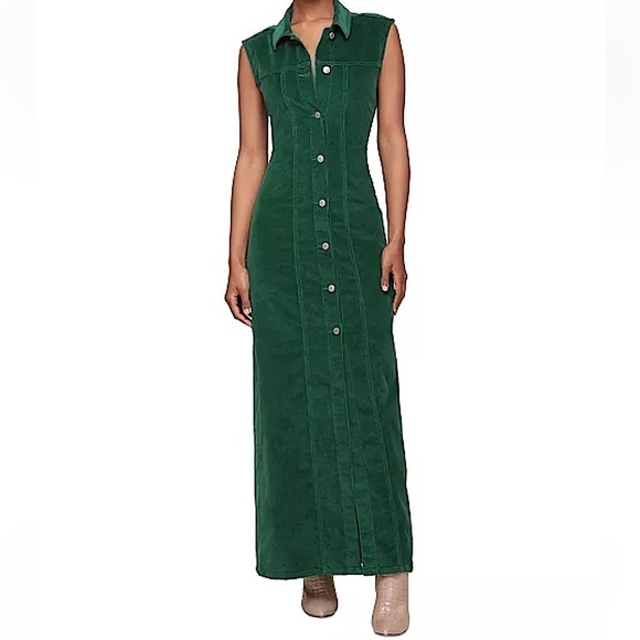 Anthropologie Dresses & Skirts - Do not buy sold consignment $225 Corduroy Maxi Dress Green SOLDOUT Size 8